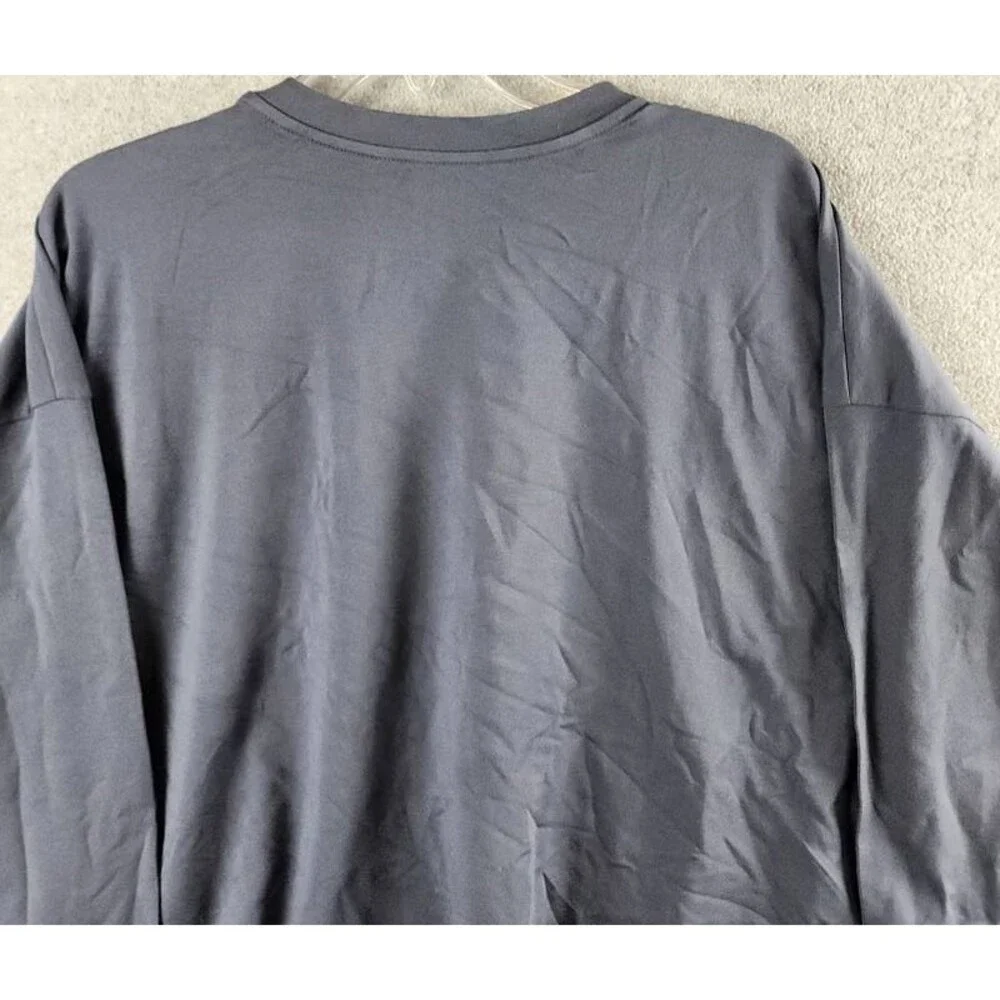 Eileen Fisher Cotton High Crewneck Boxy Top Women's Large Ocean Long Sleeve